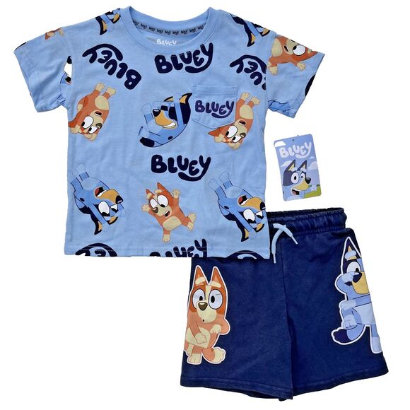 Bluey Other - Bluey Bingo Two Piece Set Short Sleeve Shirt and Shorts Clear Sky Size 3T NWT